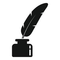 Notary feather pen icon, simple style vector