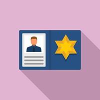 Police man id card icon, flat style vector