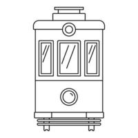 Front view tram icon, outline style vector