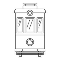 Front view tram icon, outline style vector