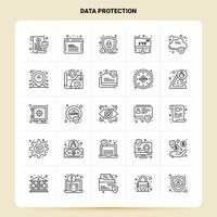 OutLine 25 Data Protection Icon set Vector Line Style Design Black Icons Set Linear pictogram pack Web and Mobile Business ideas design Vector Illustration
