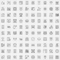 paquete de 100 iconos de líneas universales para móviles y web vector