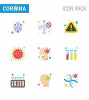 corona virus prevention covid19 tips to avoid injury 9 Flat Color icon for presentation virus coronavirus not allow bacteria warning viral coronavirus 2019nov disease Vector Design Elements