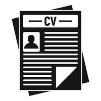 icono de papeles cv, estilo simple vector