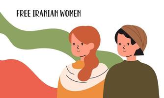 Hand drawn iranian women protesting together illustration vector