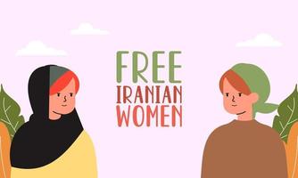 Hand drawn iranian women protesting together illustration vector