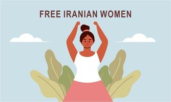 Hand drawn iranian women protesting together illustration vector