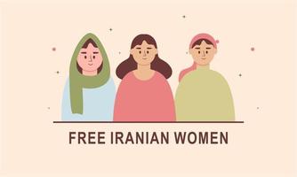 Hand drawn iranian women protesting together illustration vector