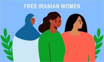 Hand drawn iranian women protesting together illustration vector