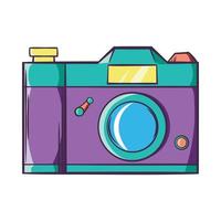 Retro hipster photo camera icon, cartoon style vector