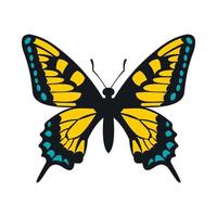 Yellow butterfly icon, flat style vector