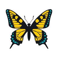 Yellow butterfly icon, flat style vector