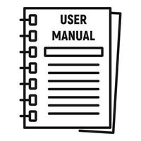 User manual icon, outline style vector