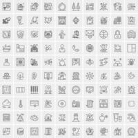 paquete de 100 iconos de líneas universales para móviles y web vector