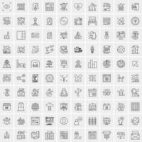 paquete de 100 iconos de líneas universales para móviles y web vector