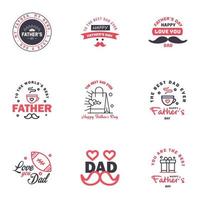 Happy fathers day greeting cards set 9 Black and Pink Vector typography lettering Usable for banners print You are the best dad text design Editable Vector Design Elements