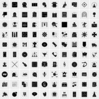 Set of 100 Universal Solid Icons vector