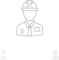 Worker Industry Construction Constructor Labour Labor Bold and thin black line icon set vector