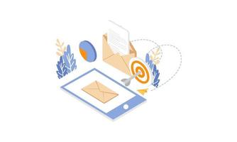 Email marketing isometric campaign vector illustration