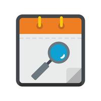 Calendar search icon, flat style vector