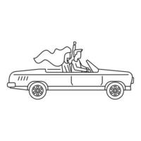 Wedding cabriolet icon, outline style vector