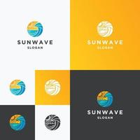 Sun wave logo icon design template vector