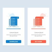 File Report Invoice Card Checklist  Blue and Red Download and Buy Now web Widget Card Template vector