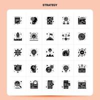 conjunto de iconos de estrategia sólida 25 diseño de estilo de glifo vectorial conjunto de iconos negros diseño de ideas de negocios web y móvil ilustración vectorial vector