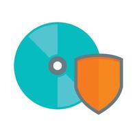 Secured cd disk icon, flat style vector