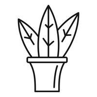 icono de planta de interior de hoja grande, estilo de esquema vector