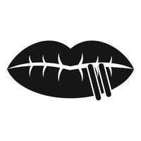 Lips piercing icon, simple style vector