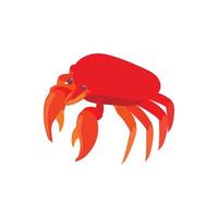 Red crab icon, cartoon style vector