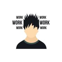 Man and work words icon, flat style vector