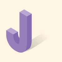 J letter in isometric 3d style with shadow vector