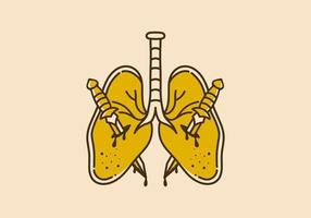Vintage art illustration of lungs and two daggers vector
