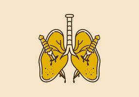 Vintage art illustration of lungs and two daggers vector