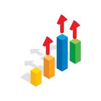 Growth chart icon, isometric 3d style vector