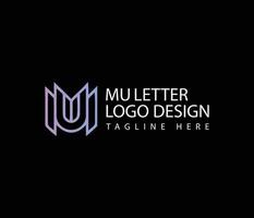 Gradient logo with abstract letter mu vector