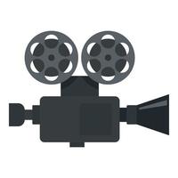 Retro film video camera icon, flat style vector