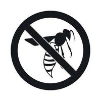 No wasp sign icon, simple style vector