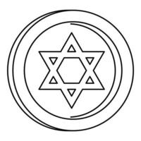 Jewish star coin icon, outline style vector