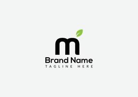 Abstract m letter modern initial lettermarks leaf logo design vector