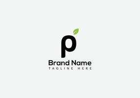Abstract p letter modern initial lettermarks leaf logo design vector