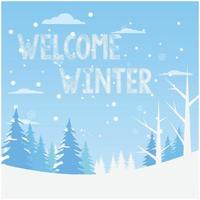 vector de fondo de invierno de bienvenida de diseño plano