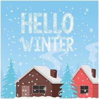 Flat design hello winter background vector