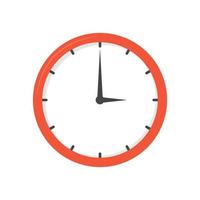 Clock or time vector. Orange clock illustration in flat style vector