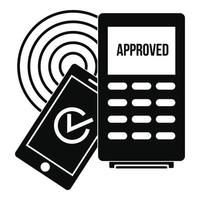 Approved terminal payment icon, simple style vector