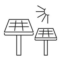 Solar panel icon, outline style vector