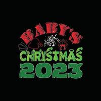 baby's Christmas 2023 vector t-shirt template. Christmas t-shirt design. Can be used for Print mugs, sticker designs, greeting cards, posters, bags, and t-shirts.