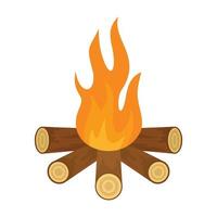 icono de fuego de campamento estrella, estilo plano vector